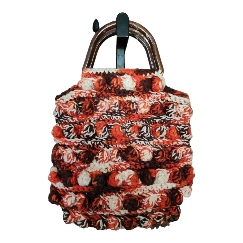 Vintage 70's Crochet Handbag with Arclyic Handles. Like New